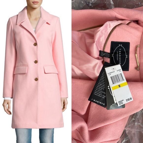 1 Madison the Coat Edit Wool-blend Reefer Coat-pink-medium - Picture 1 of 5